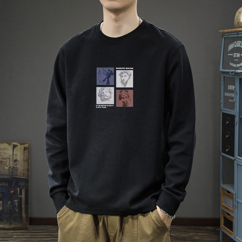 200g Heavyweight Cotton Long-Sleeved T-Shirt Men's Loose Large Size Autumn and Winter New Casual Simple Round Neck Bottoming Shirt 200g Heavyweight Cotton Long-Sleeved T-Shirt Men's Loose Large Size Autumn and Winter New Casual Simple Round Neck Bottoming Shirt