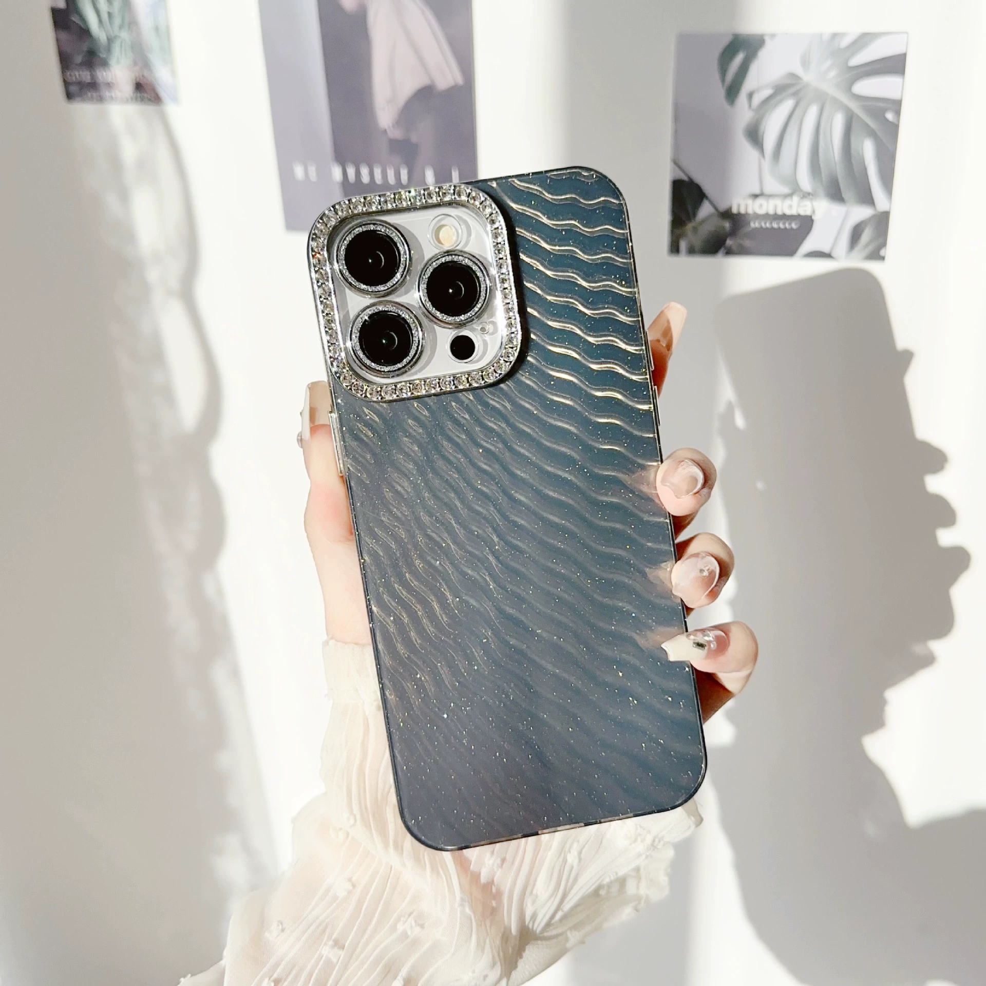 Совместимый чехол для iPhone 15, iPhone15 Pro, телефонный чехол, защитный чехол, линза, волновой рисунок, iphone, защита от падения