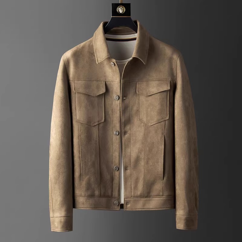 Japanese retro lapel jacket for men's autumn 2023 new high-end suede casual versatile jacket top