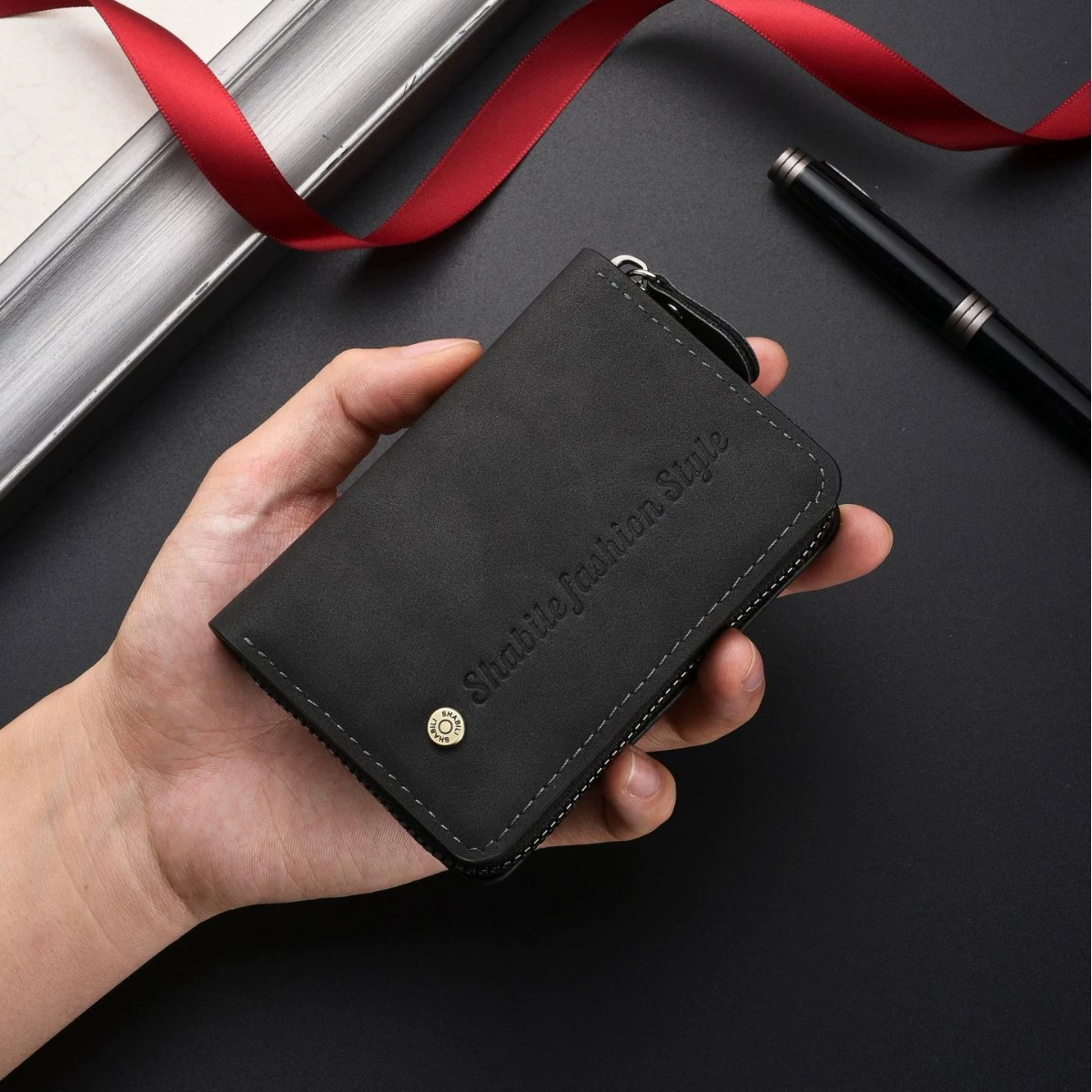 Мужской короткий кошелек-аккордеон из ПУ, многослотовый, большой вместимости, для монет и карт, популярный за рубежом