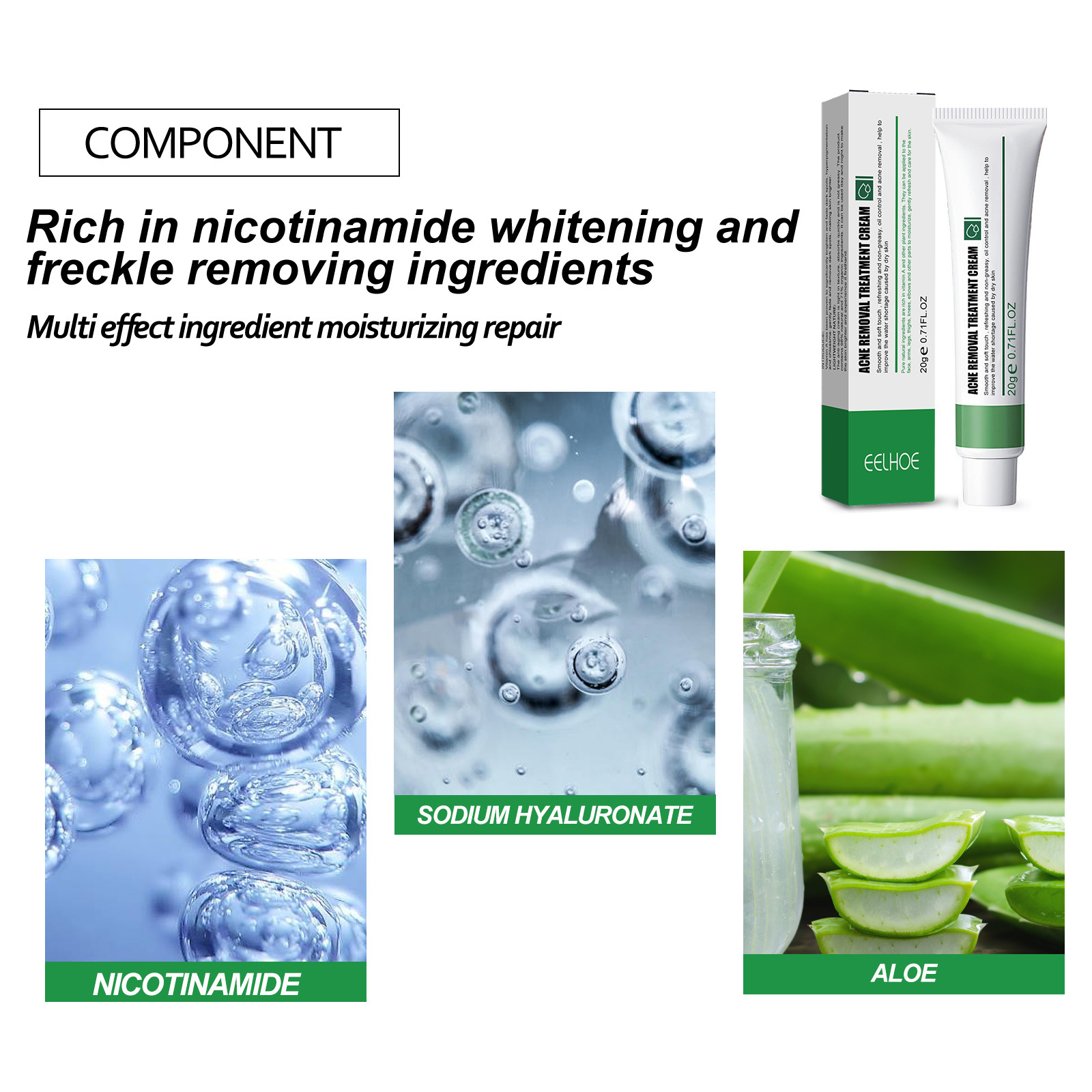 EELHOE traipu noņemšanas krēms izgaismo plankumus, padara toni gaišāku, mitrina ādu, pūtīšu un plankumu ādas kopšanai_voghion.com