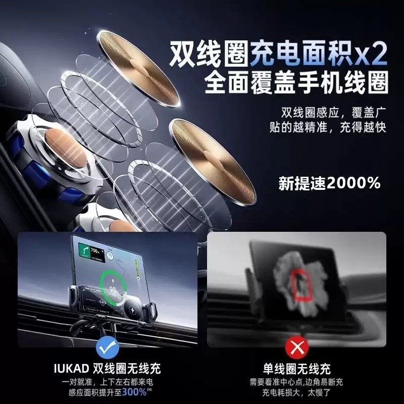 2026 Wide Foldable Screen Mobile Phone Car Wireless Charging Bracket Rotating Phone Holder Inductive Navigation Support Bracket Cross-Border