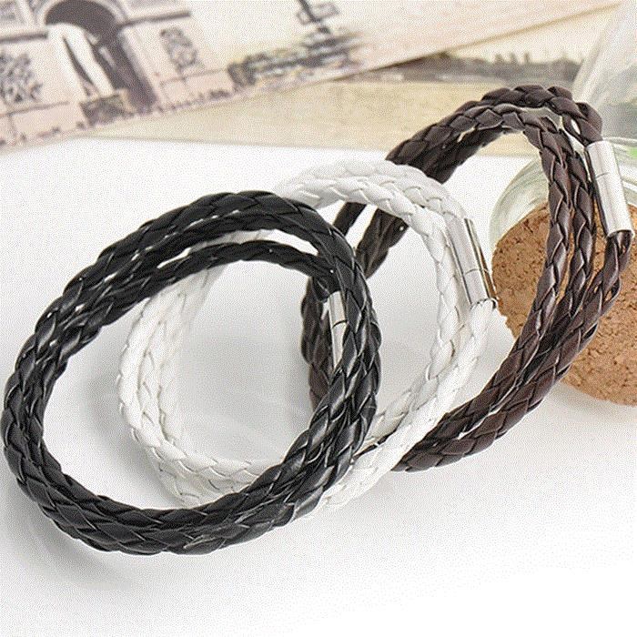 modyle leather bracelet steel beads char...