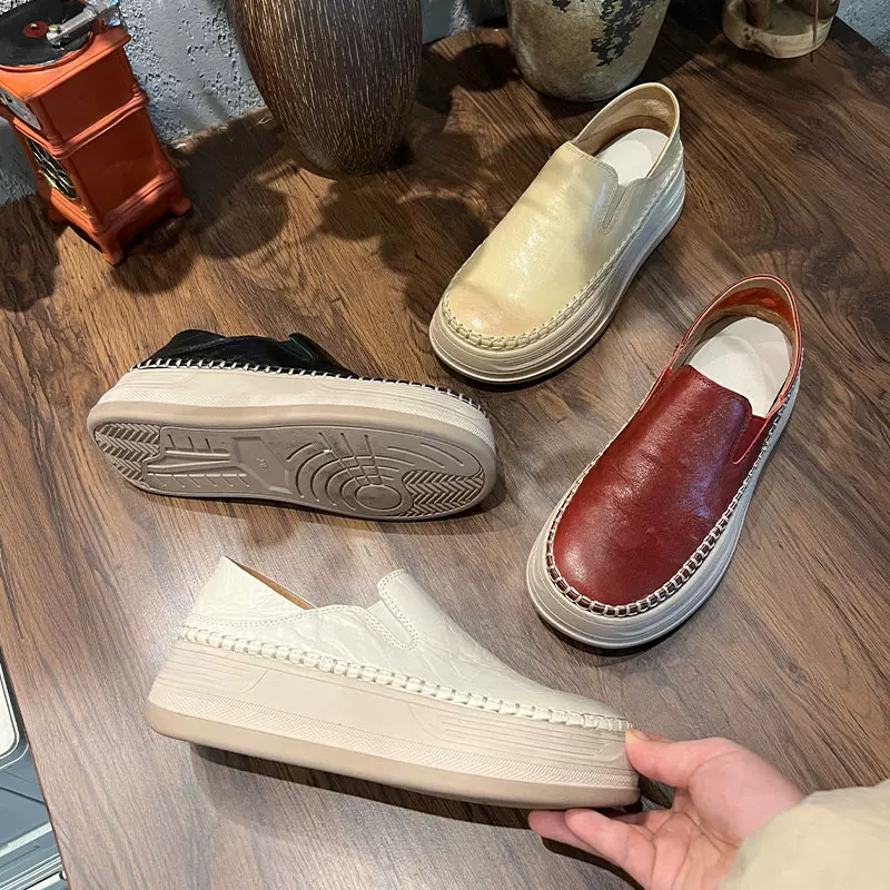 两穿一脚蹬单鞋女2026春季新款时尚厚底乐福鞋小个子松糕时装女鞋