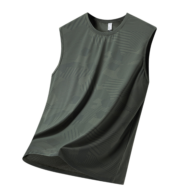 Chaleco de hielo para hombre de verano, camiseta de hombro ancho sin mangas, camiseta de hombro de secado rápido, camiseta de media manga transpirable