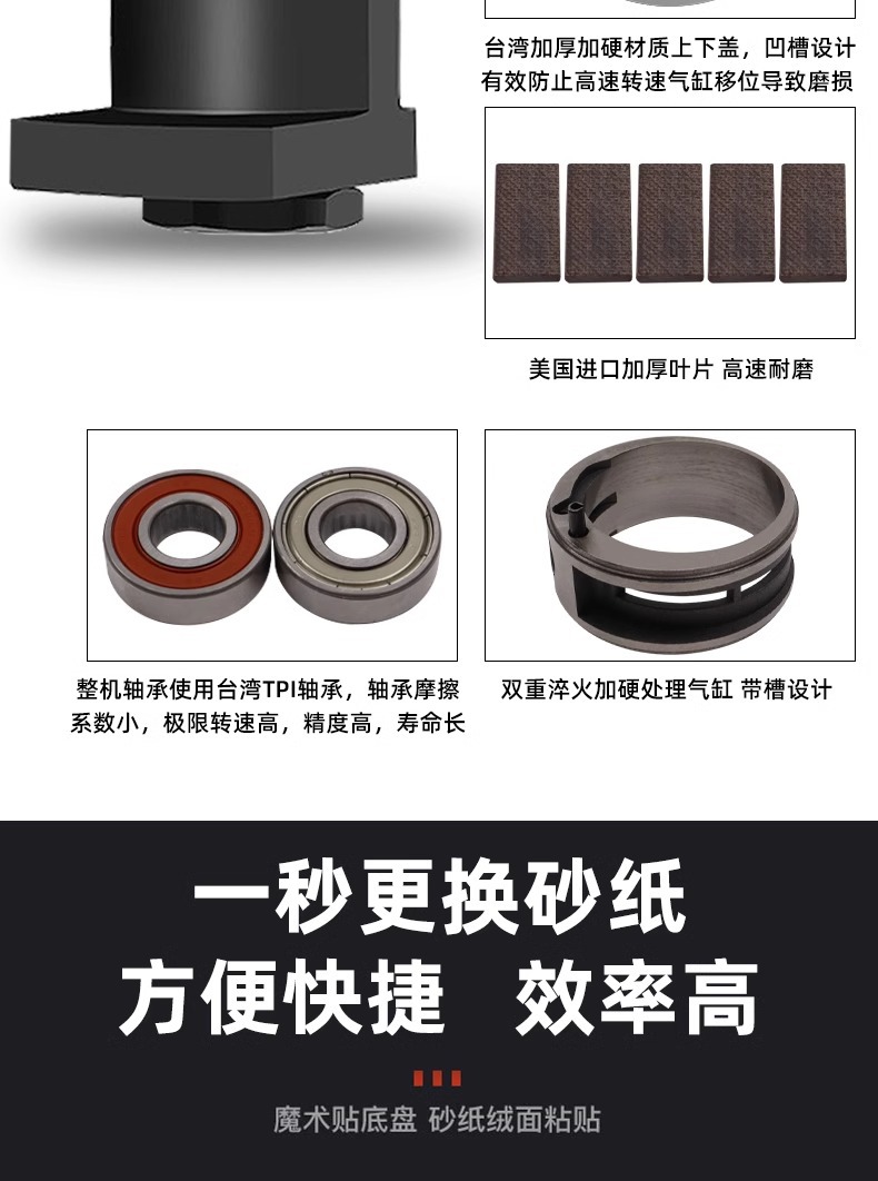 Taiwan Rima 5inch Pneumatic Grinder Small Air Grinder Pneumatic Polishing Waxing Dry Grinding Head Sandpaper Grinding Wholesale