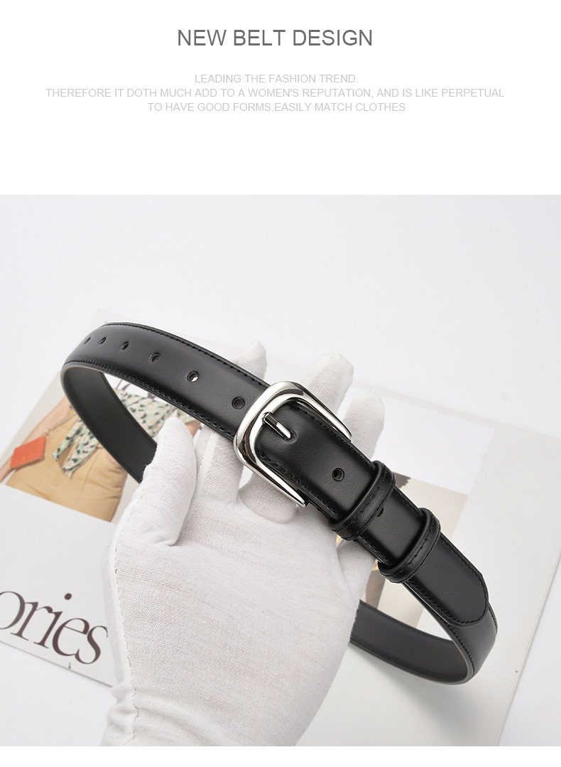 Casual Square Solid Color Two-layer Cowhide Alloy Leather Alloy Buckle Belt display picture 1