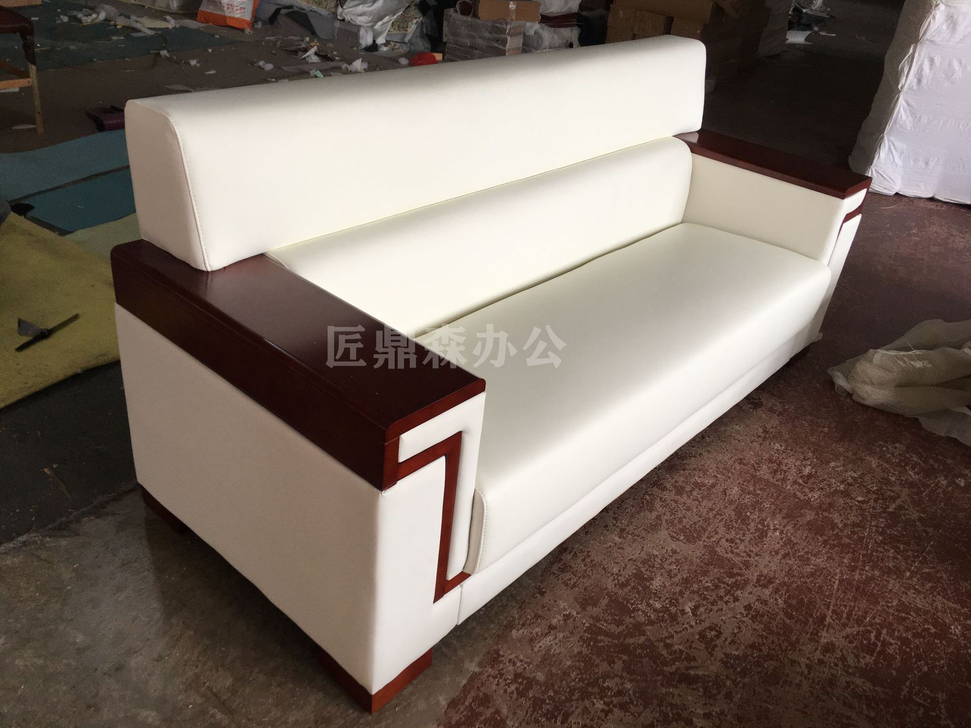 办公室接待沙发高档新中式单人会议沙发皮艺商务领导会客洽谈茶几-阿里巴巴