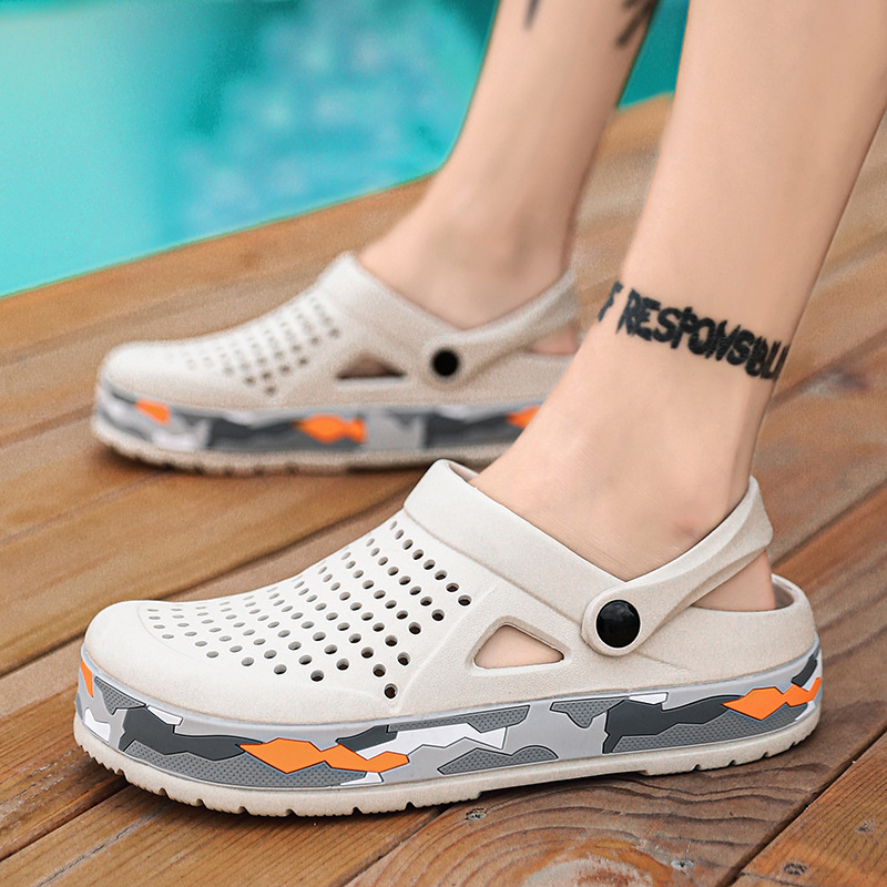 2025 summer autumn men's sandals casual plus size garden shoes cross-border outdoor slippers breathable hole beach shoes