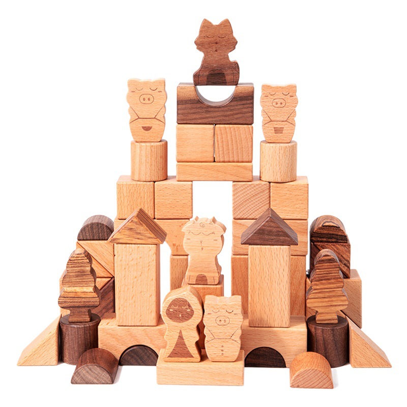 Niños y niñas nueva madera maciza bloques de construcción de partículas grandes juguetes educativos para niños 1-3 años de edad entrenamiento de inteligencia regalo del bebé
