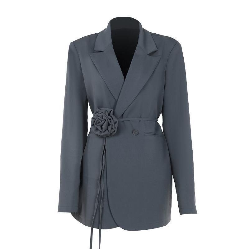Saco de Vestir Ajustado con Flores 3D para Mujer ZX24227 de Poliéster Manga Larga