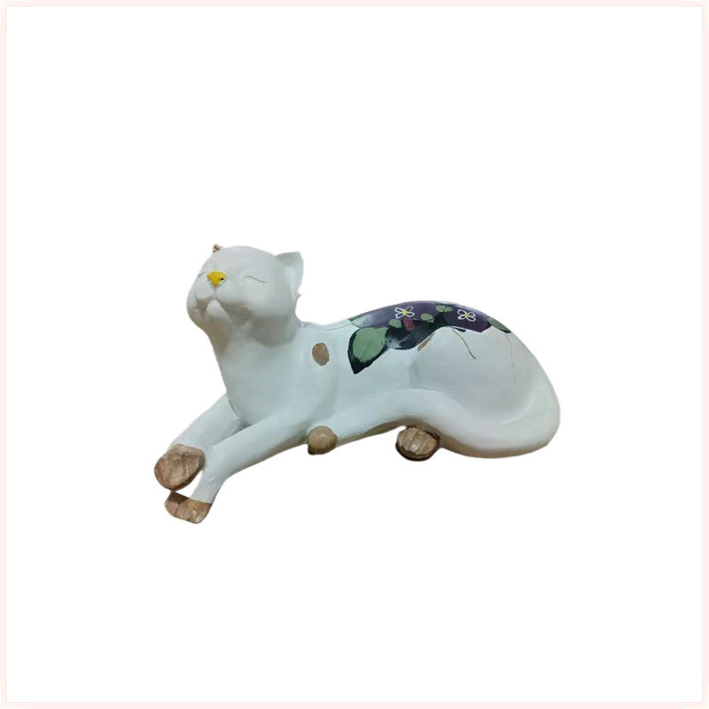 クリエイティブな庭の中庭手描きの怠惰な眠っている猫樹脂装飾品装飾造園バルコニー花スタンドデスクトップ装飾品|undefined