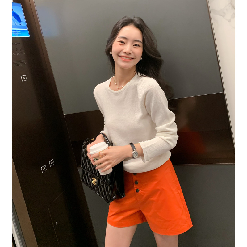 Zhengqite Clothing/Japanese Paper Yarn Cotton Summer Fruit-Colored Knitwear Women's Thin Sun-Protective T-Shirt Long-Sleeve Top
