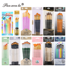 组合跨境6支尼龙毛画笔水彩笔绘图勾线美术diy油画笔套装厂家批发