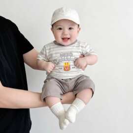 儿童短袖套装纯棉男童T恤宝宝夏季童装女童短裤婴儿衣服夏装批发
