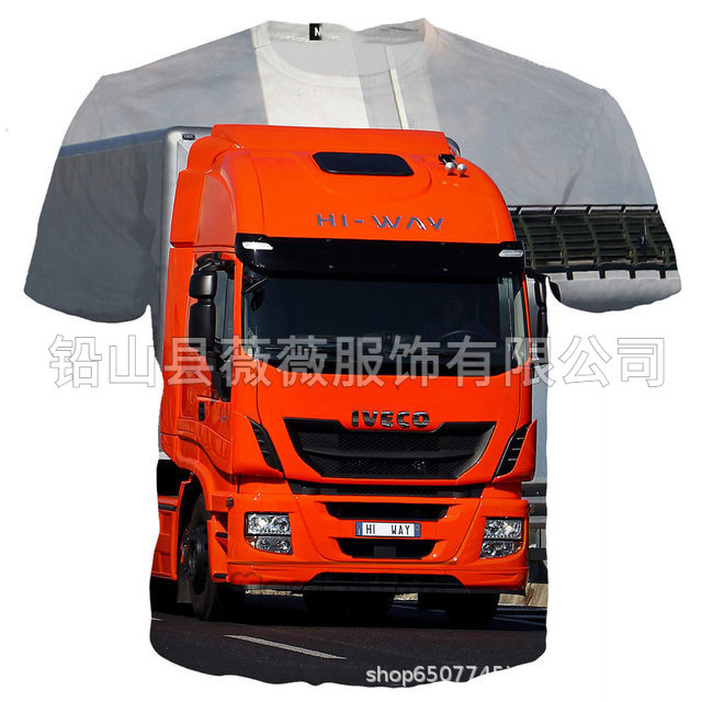 Large Truck Pattern 3D Printed European and American Cross-Border Casual Round-Neck Short-Sleeved T-Shirt for Adults and Children, Direct Sales from the Manufacturer Large Truck Pattern 3D Printed European and American Cross-Border Casual Round-Neck Short-Sleeved T-Shirt for Adults and Children, Direct Sales from the Manufacturer