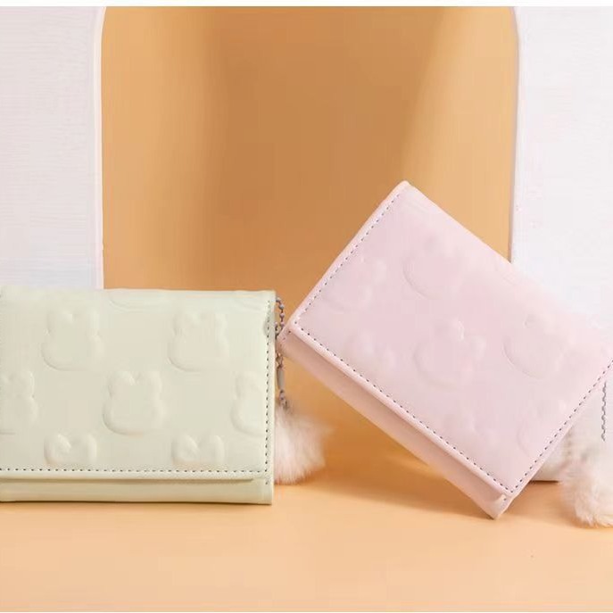 Nuevo estilo coreano pequeña billetera comercio exterior popular billetera de mujer monedero de conejo fresco dulce hermoso nicho de alto aspecto fresco