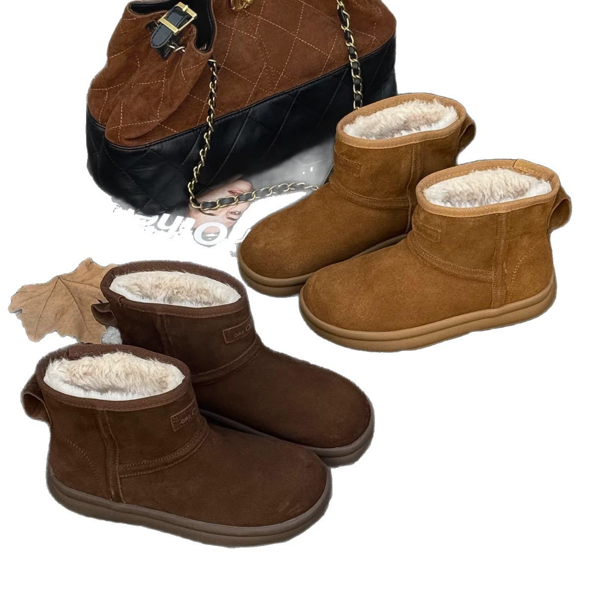 Retro matte leather keep warm classic low boots, simple and elegant design