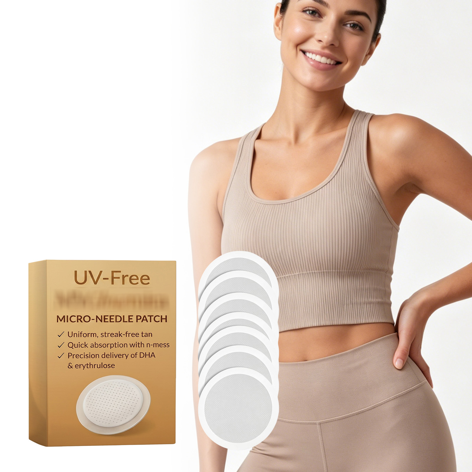 Sunless Tanning Patches with a Gentle Formula That Cares for and Moisturizes the Skin, Promoting a Darkening Effect, Portable Care