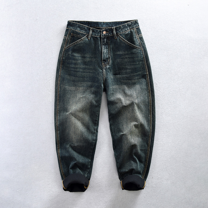 1031-1031-11 Men's Retro Washed Casual Jeans, One Piece Replacement_voghion.com