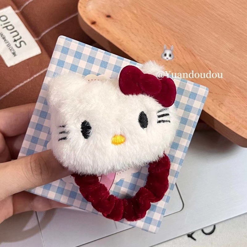 ぬいぐるみ安可拉紅Kitty猫は甘美でかわいい少女の心の髪ひもの新しいサイドクリップ前髪クリップを割った|undefined