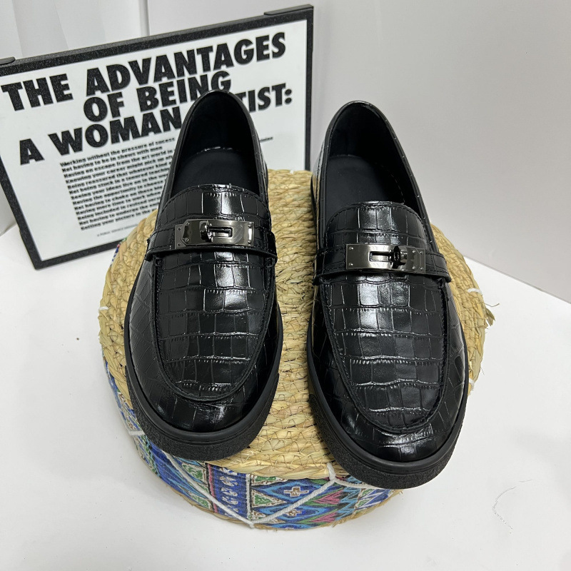 Men's Casual Slip-on Loafers With Metal Buckle For Business_voghion.com