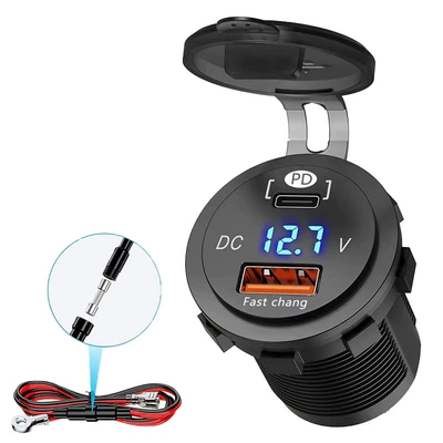 Mobil şarj cihazları Port 12V Cigarette Lighter Modification - pd30wqc30-fast-charging-digital-display60cm-power-cord