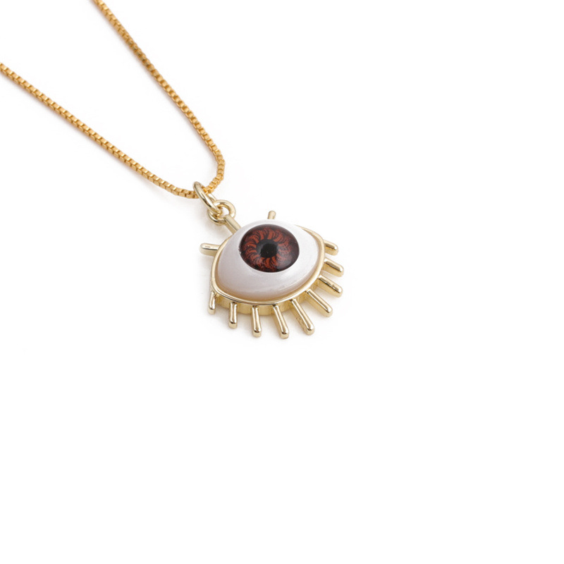 simple dripping evil eye pendant copper zircon necklace wholesale