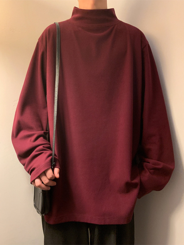 德绒打底衫男秋冬季休闲半高领加厚长袖t恤男生保暖卫衣内搭上衣|undefined