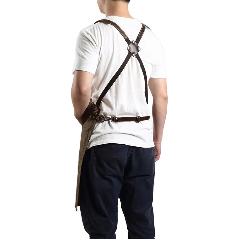 Transfronterizo Amazon Europa y América delantal logotipo personalizado con corte de pelo de bolsillo mono hombres y mujeres delantal de lona gruesa sobre cera