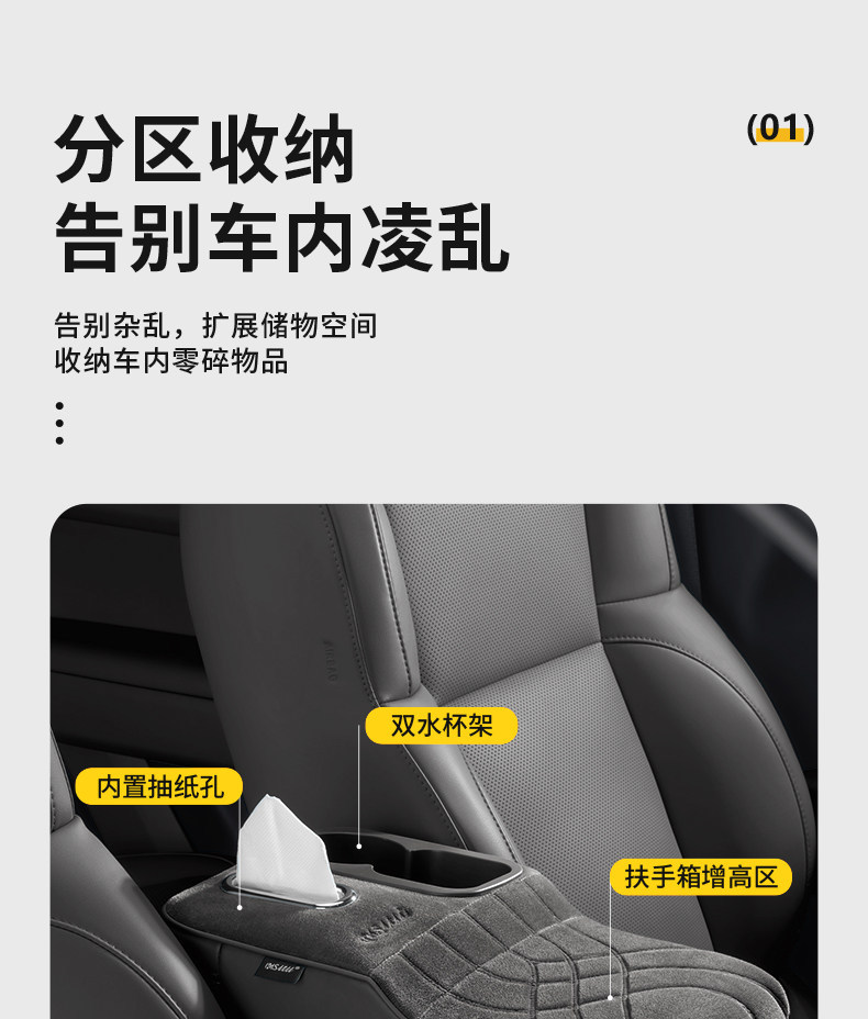 Cross-Border Exclusive Supply of Car Armrest Box Heightening Pad, Central Protective Cover, Universal Car Multifunctional Tissue Box, Water Cup Holder