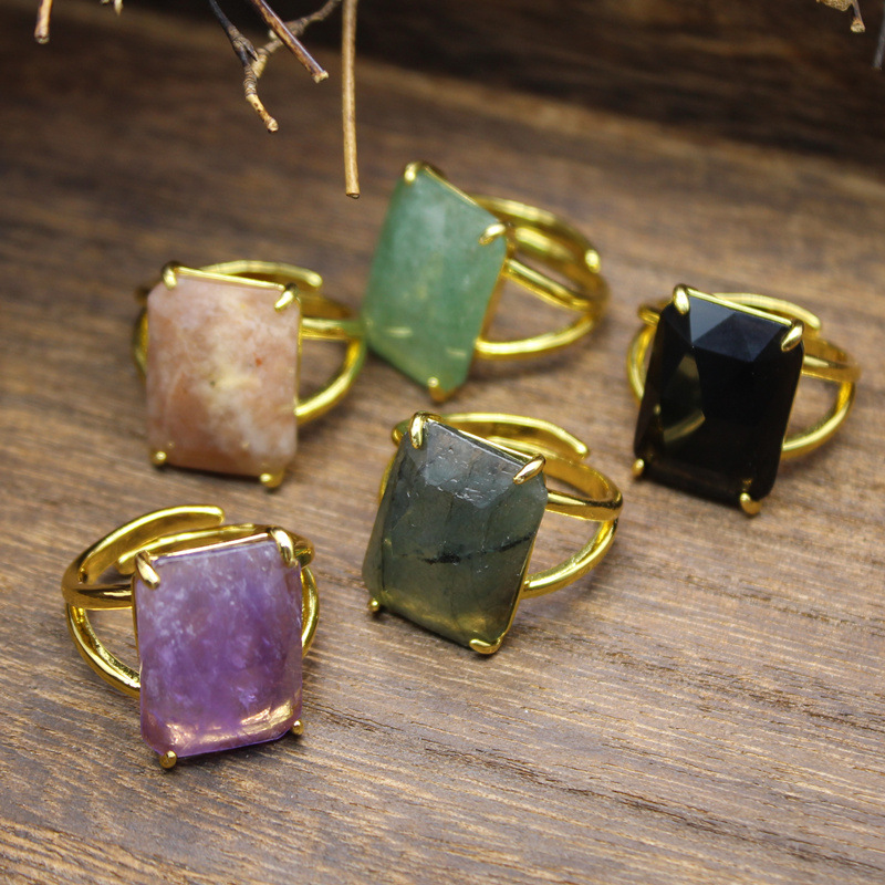 11g Weight Open Rings Classification Adjustable Ring Size 1 Piece Quantity Holiday, Daily Occasion natural stone Material Geometric Pattern Unisex Gender Simple Style, Classic Style Style Simple Style Classic Style Geometric Natural Stone Open Rings In Bulk 无