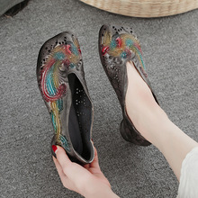 素春行源头工厂2023新款真皮单鞋舒适柔软镂空低跟单鞋一件代发