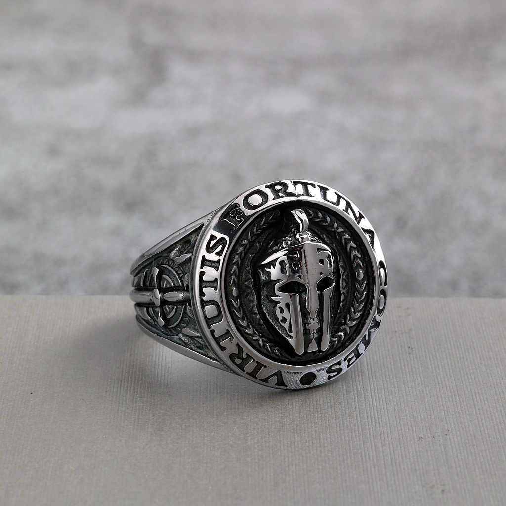 European and American Retro Jewelry Stainless Steel Men's Ring Spartan Mask Ring