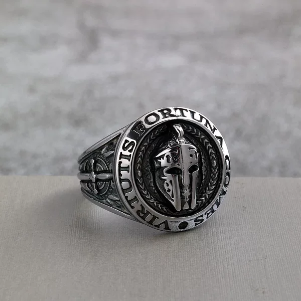European and American Retro Jewelry Stainless Steel Men's Ring Spartan Mask Ring