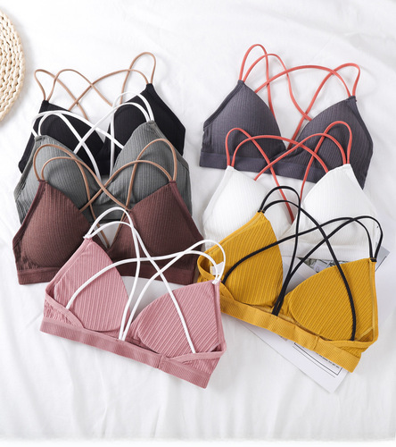 New Spiral Bralette Sports Bra for Women with Cross Straps, Padded Backless Top, Wire-Free, Pure Cotton Underwear