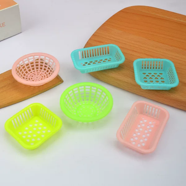 Dollhouse Mini Plastic Basket Fun Play House Kitchen Tableware Toy Mini Kitchen Pocket Vegetable Basket