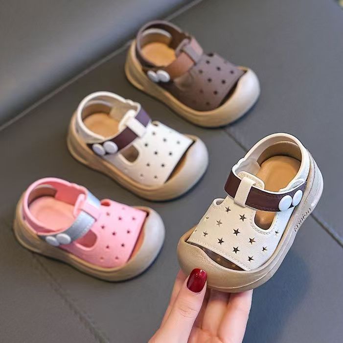 2025 New Baby Toddler Shoes Children's Cute Toe Anti-collision Non-slip Children's Outer Wear Velcro Sandals Infant