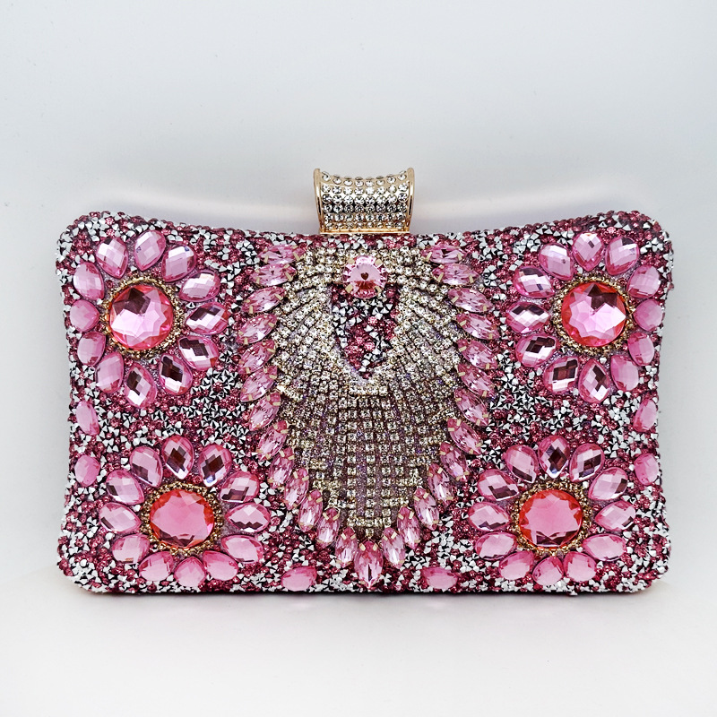 Bolso de noche transfronterizo Bolso de banquete incrustado en diamantes Bolso de noche de diamantes de imitación Bolso de vestir europeo y americano Bolso de diamantes de imitación Bolso DE BODA Embrague
