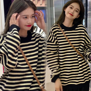 Spring and Autumn nursing clothes out hot mom postpartum nursing clothes striped fashion loose nursing Autumn Sweater fashion mom