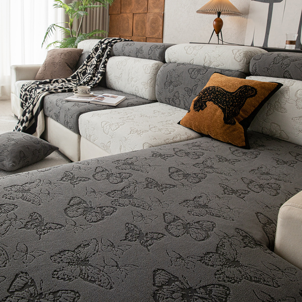 Butterfly Jacquard Velvet Sofa Cover Cover All-inclusive Hat Four Seasons Elastic Cushion Retro High-end Universal Sofa Cover