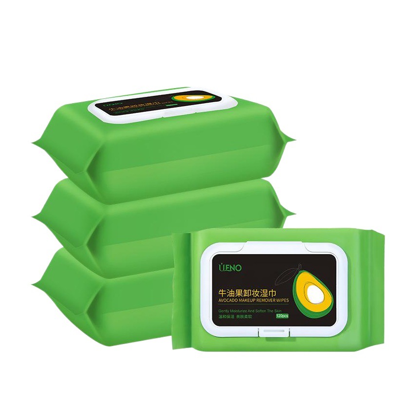 Toallitas Húmedas Extra Grandes y Gruesas UENO de Aguacate, 60 Hojas, No Tejidas, en Bolsa con Tapa Abatible, Toallitas Desmaquillantes Extraíbles UEN070