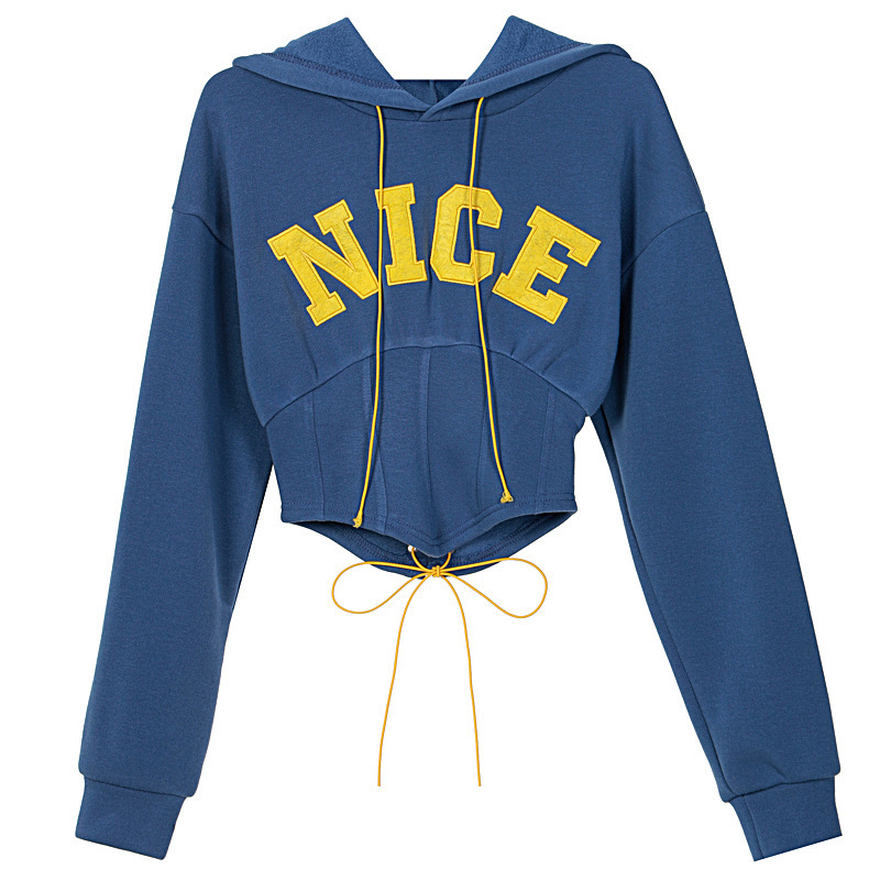 women's letter embroidery long-sleeved slim waist hoodie nihaostyles clothing wholesale NSXPF78386