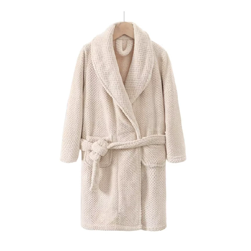 Children's long coral velvet bathrobe for boys