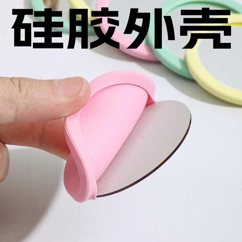 简约学生便携硅胶镜子圆形小镜子便携可爱女生补妆迷你化妆镜|undefined