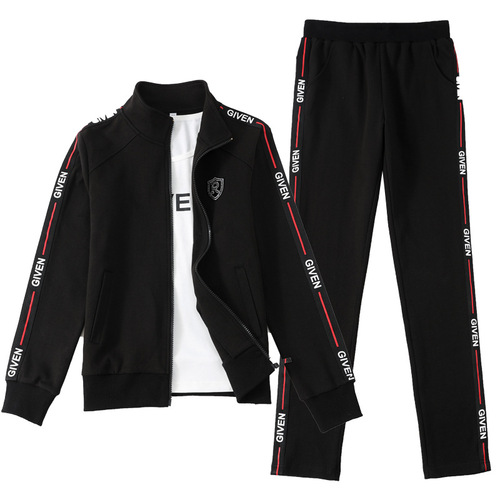 Couple's sportswear set casual three-piece set fashionable Korean-style slimming sports top with men's hoodie set spring and autumn