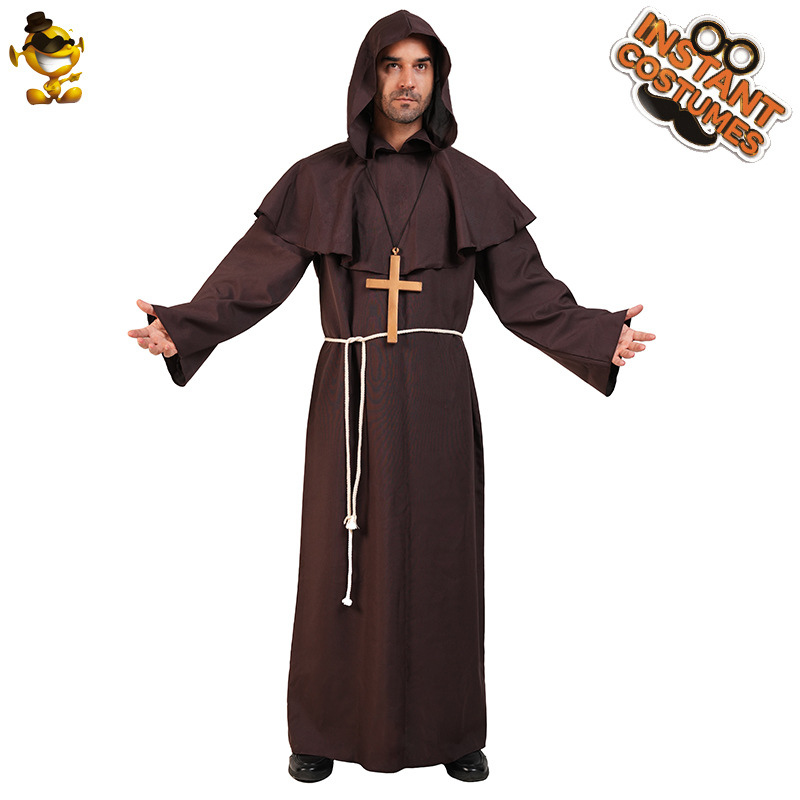 Halloween ropa cos para adultos bata medieval monje traje