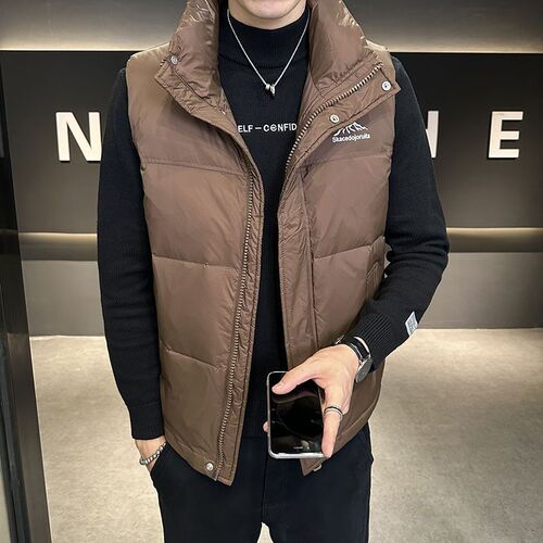 Lightweight Fleece Vest Men's Winter New Warm Down Sleeveless Cardigan Jacket Fashion Casual Versatile Top