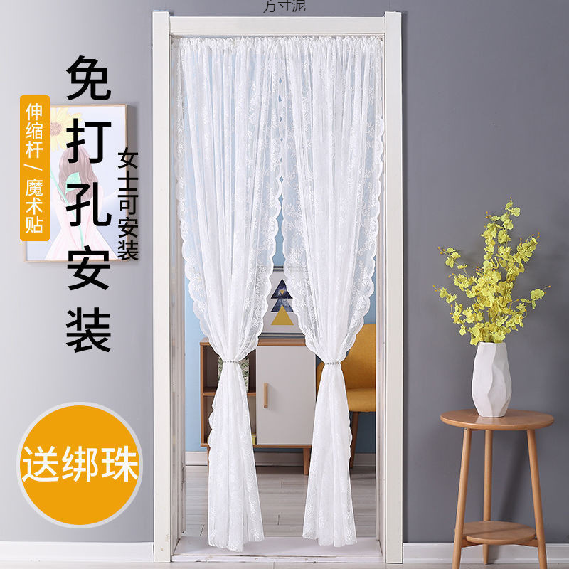 Anti-Mosquito and Sun Protection Single Door Curtain Bedroom Exterior Door Partition Curtain Summer Household Gauze Curtain Fabric Velcro Punch-Free Factory