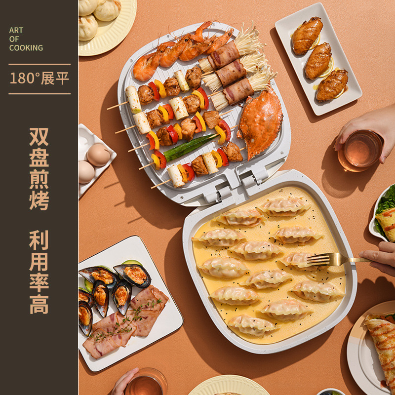 Liren Large Electric Griddle Pan with Dual-Sided Independent Temperature Control, Home Use Panini Press, Breakfast Machine